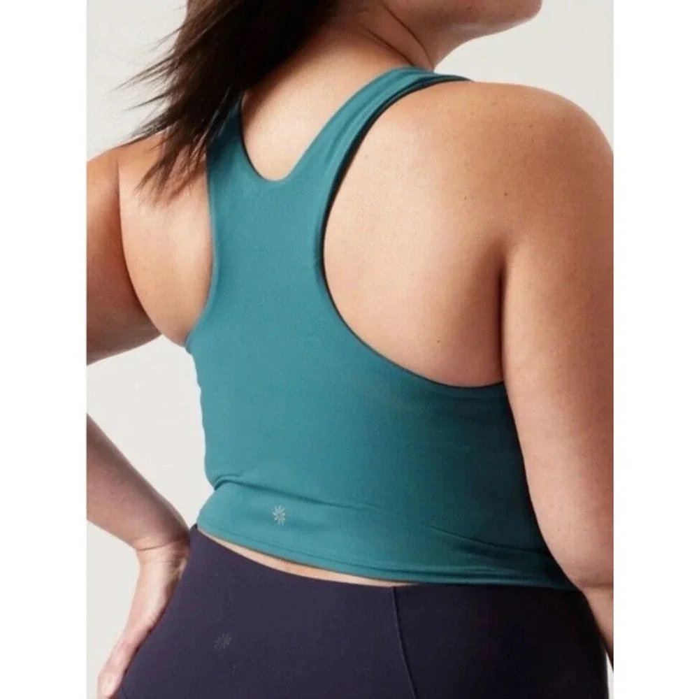 Athleta Conscious Crop Sports Bra Large D DD Teal NWOT Gym‎